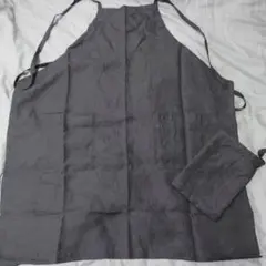 無印良品 麻平織 肩クロスエプロン カフェエプロン ダークグレー 墨黒のサムネイル