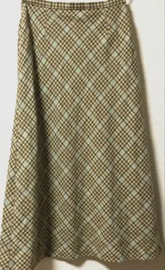 値下げ⭐️KEITH チェック柄 フレアスカート 42 秋冬　毛１００%