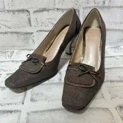 【美品✨】et vous パンプス サンダル ヒール スクエアトゥ　リボンのサムネイル