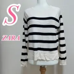 ZARA ザラ ボーダー ニット S ホワイト ブラック レーヨン アクリル