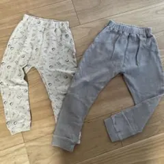 ペアマノンキッズパンツ2点セット（恐竜柄・無地）