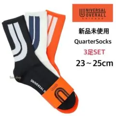 【ユニバーサルオーバーオール】新品 ビッグロゴA ソックス 3足 23-25cm