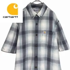 Carhartt 半袖ボタンダウンシャツ チェック柄 カーハート ロゴ刺繍 M