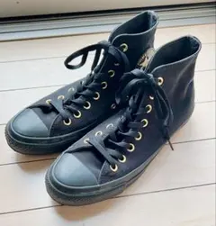 25.5cm コンバース ハイカット ブラック ゴールド