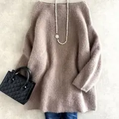 美品！　フレイアイディー ルーズフォックスニット　チュニック　モカ