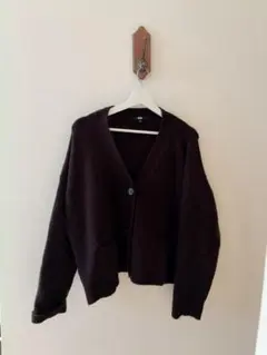 UNIQLO XL ダークブラウン ニットカーディガン