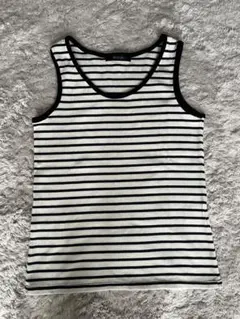 ホワイトブラックボーダータンクトップ M