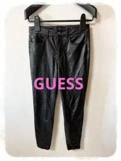 ☘️P1☘GUESS ブラック レザー ストレッチ スキニーパンツ 4
