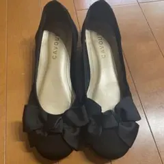 リボン ブラック バレエシューズLサイズ