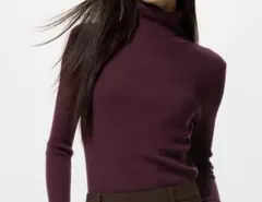 UNIQLO WINE メリノリブタートルネックセーター