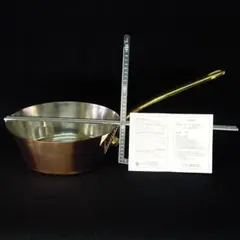 銅鍋 極厚3mm 径30cm 重量5kg テーパー型真鍮柄 和田助製作所 未使用のサムネイル