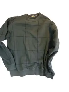 ダークグリーン チェック柄 トレーナー