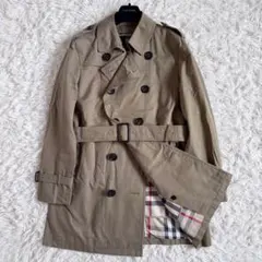 極美品　L相当　バーバリーロンドン　トレンチ　メガチェック　2way　カーキ