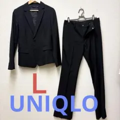【美品】ユニクロ 薄手　パンツスーツ セットアップ ウール混　ウォッシャブル　黒のサムネイル