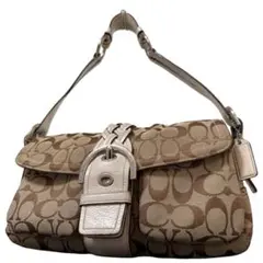 コーチ　ショルダーバッグ　キャンバス　シグネチャー　ソーホー　y2k ブラウン