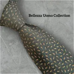 【美品】ペイズリー柄 シルク ネクタイ グリーン系