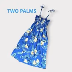 美品 TWO PALMS ハワイ購入 リゾートワンピース ムームー フラ ブルーのサムネイル