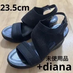 未使用　プラスダイアナ ニットウェッジサンダル 23.5cm ブラック 厚底 黒のサムネイル