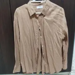 UNIQLO プレミアムリネンシャツ　オレンジ　ブラウン レディーXL