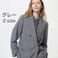 ユニクロ　ダブルジャケット　グレー S