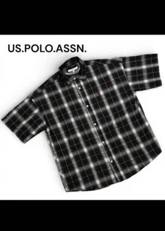 美品 U.S. POLO ASSN チェック 半袖 シャツ ブラック L XL