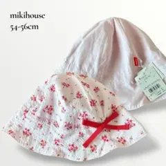 【新品タグ付き】ミキハウス／リバーシブル帽子 UVカット 小花柄のサムネイル
