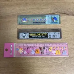 サンリオ　レトロ　ハローキティ　タキシードサム　ウサハナ　ファンシー　定規