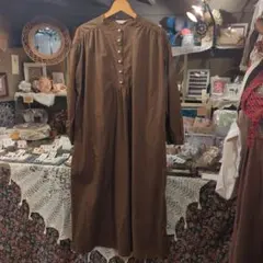 ぶーちゃん様 SamansaMos2ブラウン ロングワンピース 長袖 パール