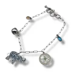 美品 スワロフスキー ブレスレット 象モチーフ ラインストーン カラーストーン