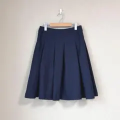 フレアスカート　ひざ丈　ラメ混　ネイビー　11号　通勤着　フォーマル