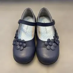 フォーマルシューズ ネイビー フラワー装飾　19センチ