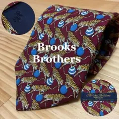 【未使用級】 Brooks Brothers ネクタイ 動物柄 ロゴ USA製