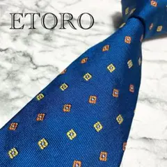 ✨美品✨エトロ　小紋柄　総柄　ネイビーブルー主体　マルチカラー　ネクタイ