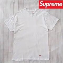 シュプリーム×ヘインズ/タグレスボックスロゴ Tシャツ/アンダーウェア