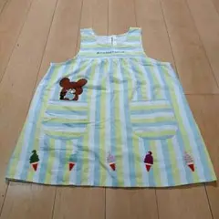 くまの学校　ストライプ柄エプロン クマ刺繍付き
