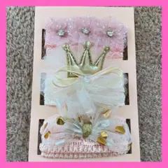 【新品】ベビー ヘアバンド 　王冠 レース ３点セット