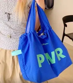 【新品未開封】PWR バッグ ロゴ ナイロン トートバッグ ブルー マチ付き