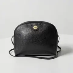 クリスチャンディオール　ヴィンテージ　ショルダーバッグCDロゴ　ブラック　レザー