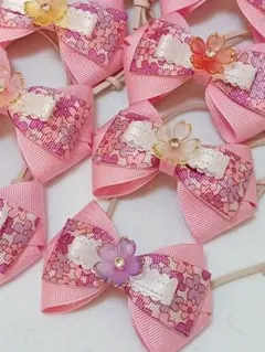 トリミングチョーカー犬用リボンアクセサリー ピンク カラフル桜付き496