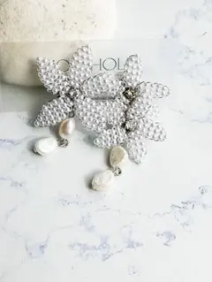 結婚式 ピアス パール フラワー