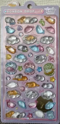 水族館限定　ボンボンドロップシール スヤスヤベビー　海の生き物　イルカ　あざらし