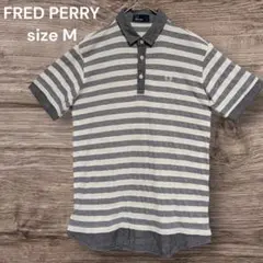 FRED PERRY 切替レイヤードシャツ ポロシャツ グレー×ホワイト M