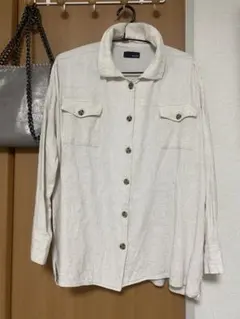 Re:EDIT リエディ長袖シャツ ベージュ生成り リネンブレンドシャツMのサムネイル