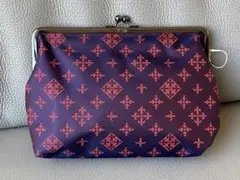 新品未使用　Daily russet ナイロンジャカードがま口ポーチ【レッド】