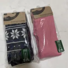 新品☆ キッズ　子供　ピンク　白　水玉　タイツ　紺色　雪　ノルディック　スパッツ