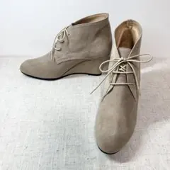 美品★Fin フィン アンクルブーツ ウェッジソール レースアップ 24.5cm