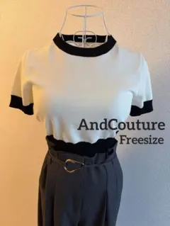 And Couture アンドクチュール　バイカラー　リブニットトップス