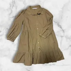 ZARA チュニック 長袖 ベージュ ペプラム