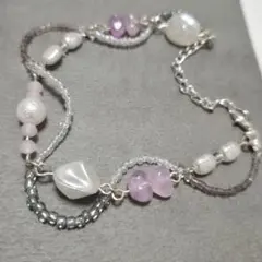 B【ハンドメイド】ブレスレット ピンク ホワイト