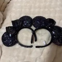 東京ディズニーリゾート　スパンコールカチューシャ　黒紫